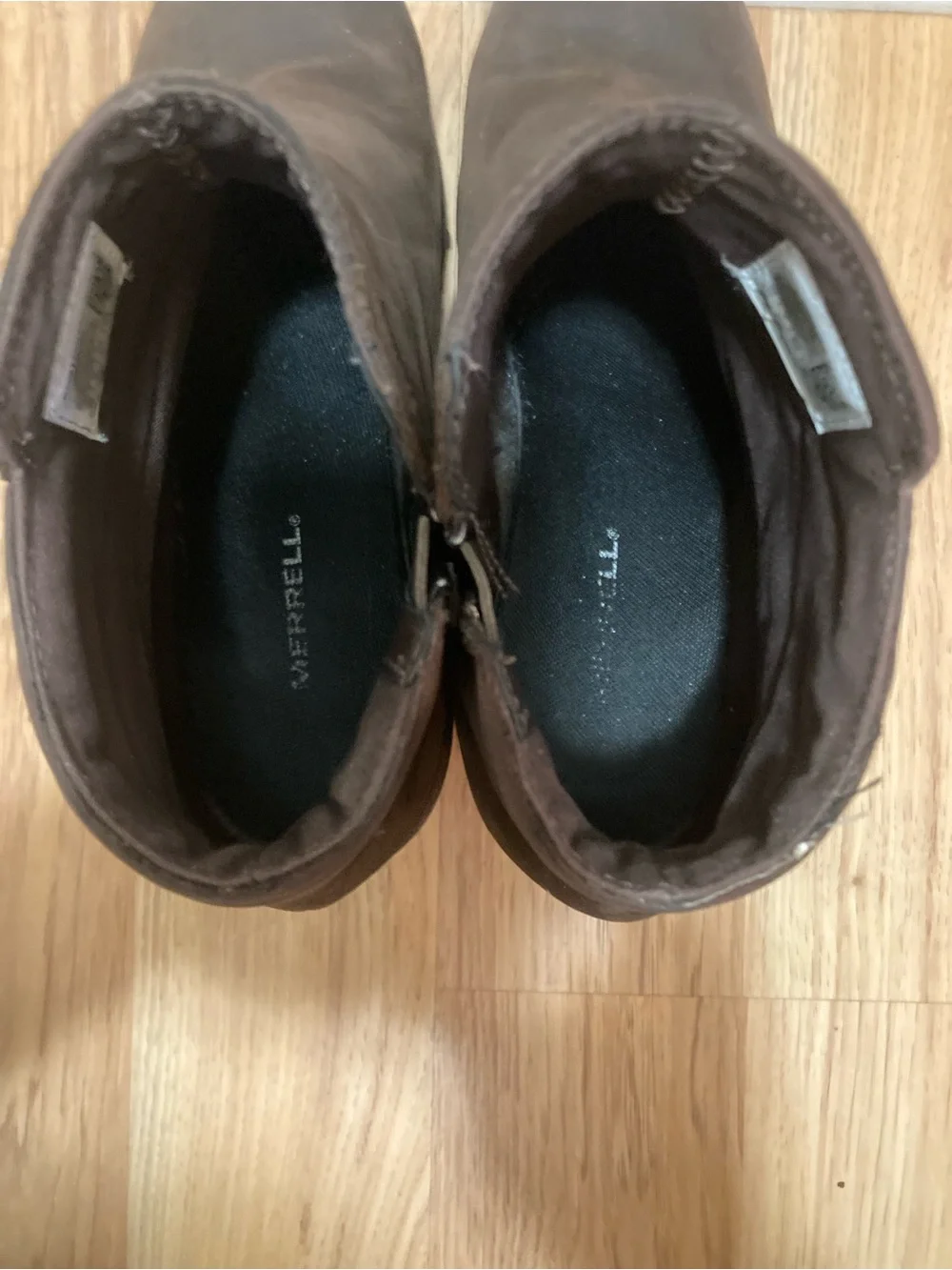 Merrell Brown Suede Wedge Ankle Boots with Side Zip
